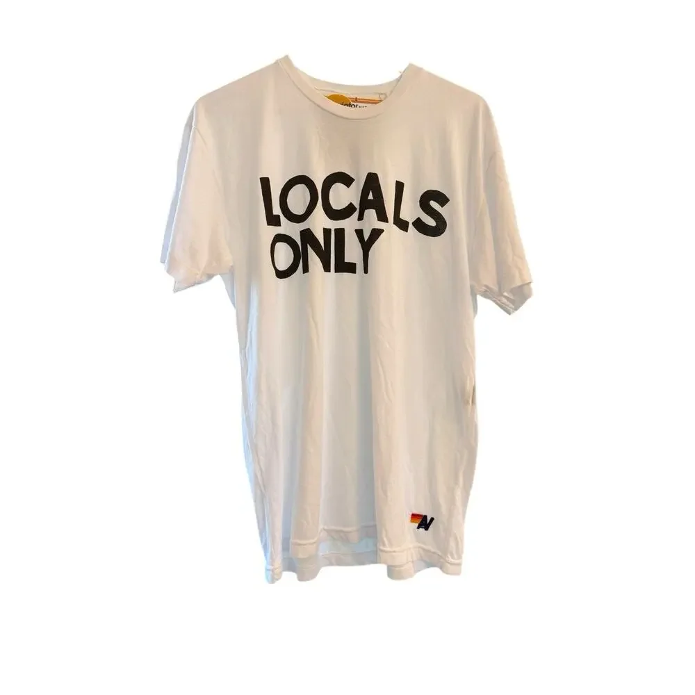 AVIATOR NATION AV Locals Only Tee Shirt T-Shirt White Unisex Size Large NEW - Picture 4 of 8